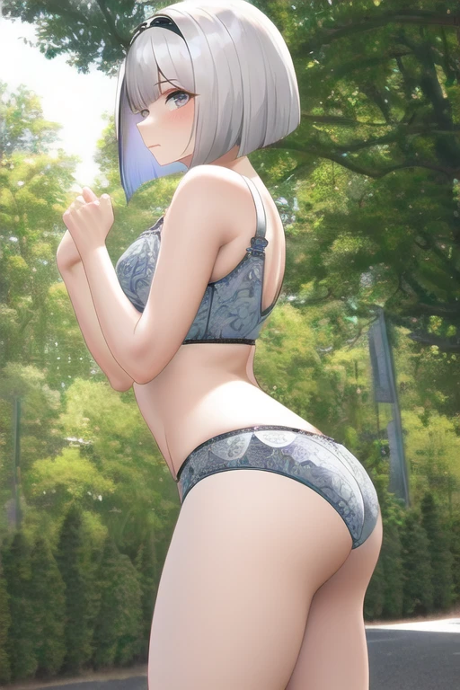 [NovelAI] From the side Outdoor Cosplay Bob Underwear [Illustration]